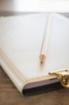 Simple Office Desk With Necessary Tool Stock Photo