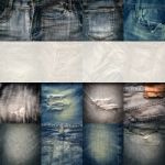 Collage Set Of Jeans Background With Blank For Text Stock Photo