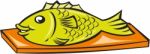 Fish On Chopping Board Cartoon Stock Photo