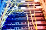 Fiber Optic With Servers In A Technology Data Center Stock Photo