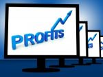 Profits On Monitors Showing Profitable Incomes Stock Photo