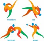 Judo Taekwondo Boxing Wrestiling Icon Stock Photo