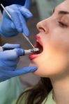 Young Girl Having Dental Check Up Stock Photo