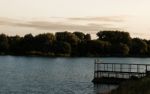 Midland River Sunset Quay Painting Stock Photo