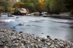 View Along The Glaslyn River In Autumn Stock Photo