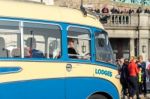 Old Bus At The Finish Line Of The London To Brighton Veteran Car Stock Photo