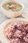 Multi Grains Berry Rice With Green Curry Stock Photo