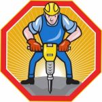 Construction Worker Jackhammer Pneumatic Drill Stock Photo