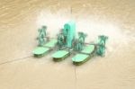 General Small Green Water Turbine Spin In Public Pond Stock Photo