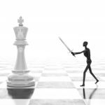 3d Rendering Businessman Fighting, Playing Chess Stock Photo