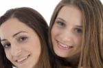 Close Up Of Young Female Friends Stock Photo