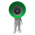 Loud Hailer Character Shows Broadcasting Explaining And Megaphon Stock Photo