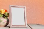 Picture Frames On Wooden Stock Photo