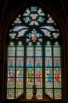 Stained Glass Window In St Vitus Cathedral In Prague Stock Photo