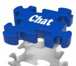 Chat Jigsaw Shows Talking Chatting Typing Or Texting Stock Photo