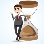 Cartoon Businessman With Hourglass Stock Photo