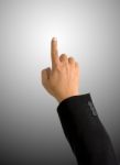 Index Finger Pointing Screen Stock Photo