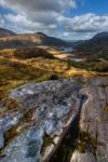 Lakes And Mountains In Wilderness Area Stock Photo