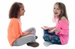 Little Girls Playing Together Stock Photo