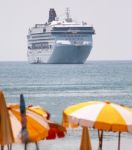 Cruise Ship In Tropical Climate Stock Photo