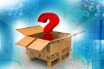 Cardboard Box With Question Mark Stock Photo