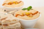 Hummus With Pita Bread Stock Photo