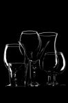 Glasses For Cocktails  On Black Background Stock Photo