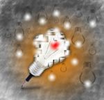 Pencil And Light Bulb Symbol For New Idea And Creative, Stock Photo