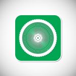 Bicycle Wheel Icon. Green Square Frame.  Illustration Stock Photo