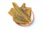 Crispy Fried Salmon Skin Stock Photo