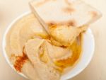 Hummus With Pita Bread Stock Photo