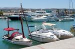 Assortment Of Boats In The Harbour At Latchi Stock Photo