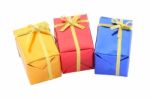 Multiple Color Gift Box Corner On White Background Stock Photo