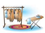 Cartoon  Illustration Interior Clothing Room With Separated Layers Stock Photo