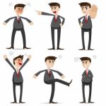 Cartoon Businessman Angry Set Stock Photo