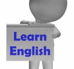 Learn English Sign Shows Esol Or Second Language Stock Photo