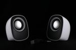 White Speakers Stock Photo