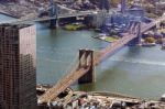 Aerial View Of Brooklyn Bridge And Manhattan Bridge Stock Photo