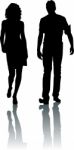 Silhouette Couple Walking Stock Photo