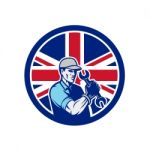 British Auto Mechanic Union Jack Flag Icon Stock Photo