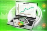 Laptop Showing A Spreadsheet Stock Photo