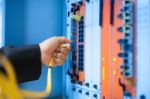 Fix Network Switch In Data Center Room Stock Photo