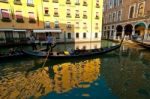 Venice Italy Gondolas On Canal Stock Photo