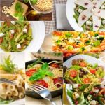 Healthy And Tasty Italian Food Collage Stock Photo