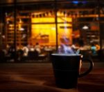 Hot Coffee Cup On Wood Table In Coffee Cafe Shop Use For Food An Stock Photo