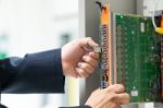 Fix Network Switch In Data Center Room Stock Photo