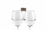 Isolated Glasses With Water And Wine Cork Stock Photo