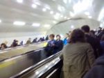 People Using Escalator Stock Photo