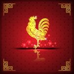 The Gold  Rooster  And Background Stock Photo