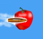 Bullet Piercing Apple Stock Photo